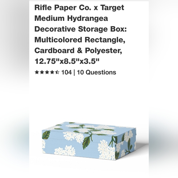 NWT Rifle Paper Co x Target Medium Hydrangea Storage Box LIMITED EDITION - Picture 2 of 7